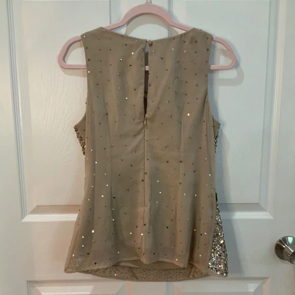 AIDAN MATTOX SEQUIN BEADED FORMAL WEDDING NUDE TANK SIZE M - Picture 5 of 10